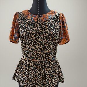 Floral Black and Orange Women's Top
